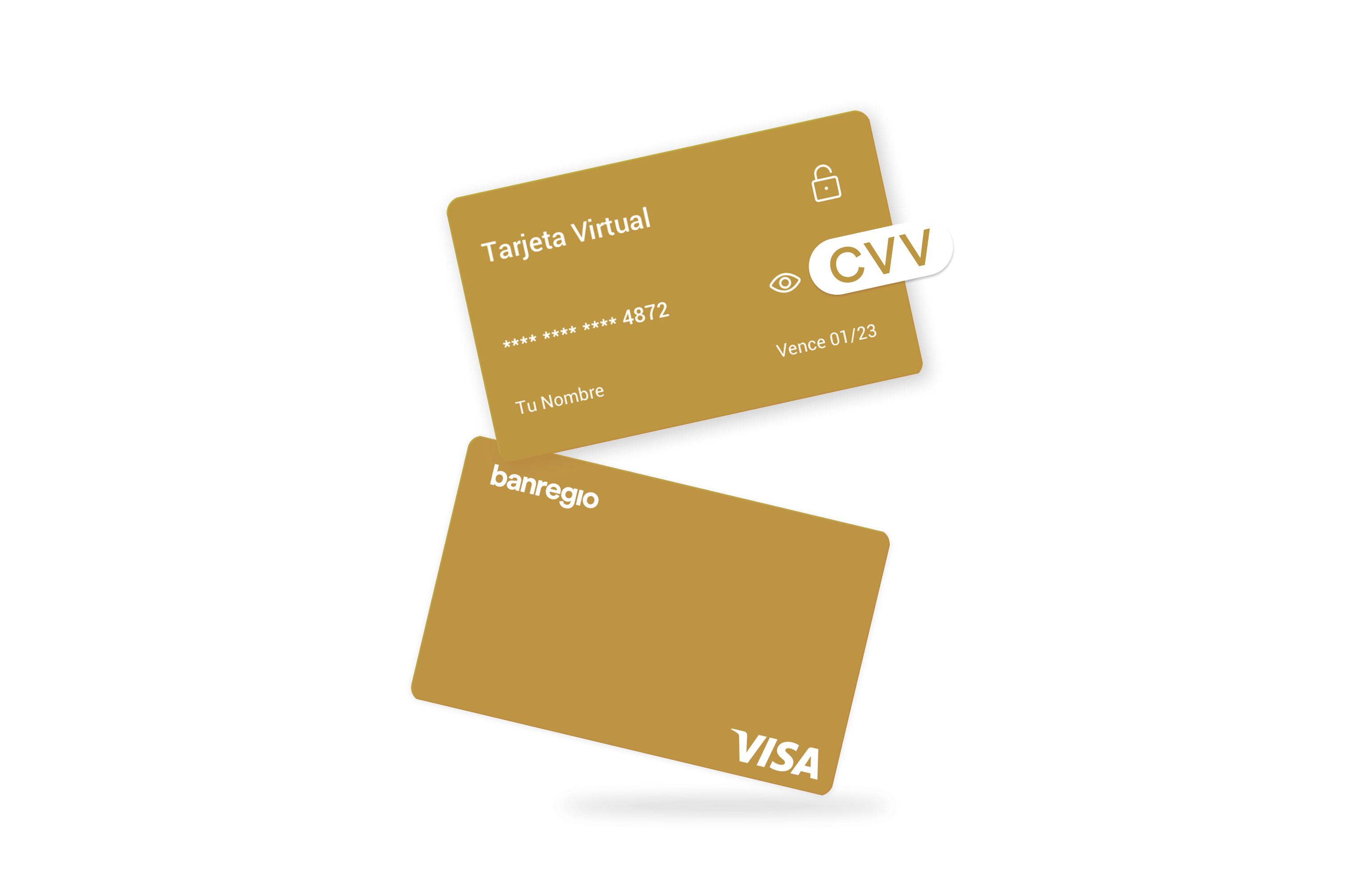 Imagen de tarjetas del Banregio con CVV resaltado